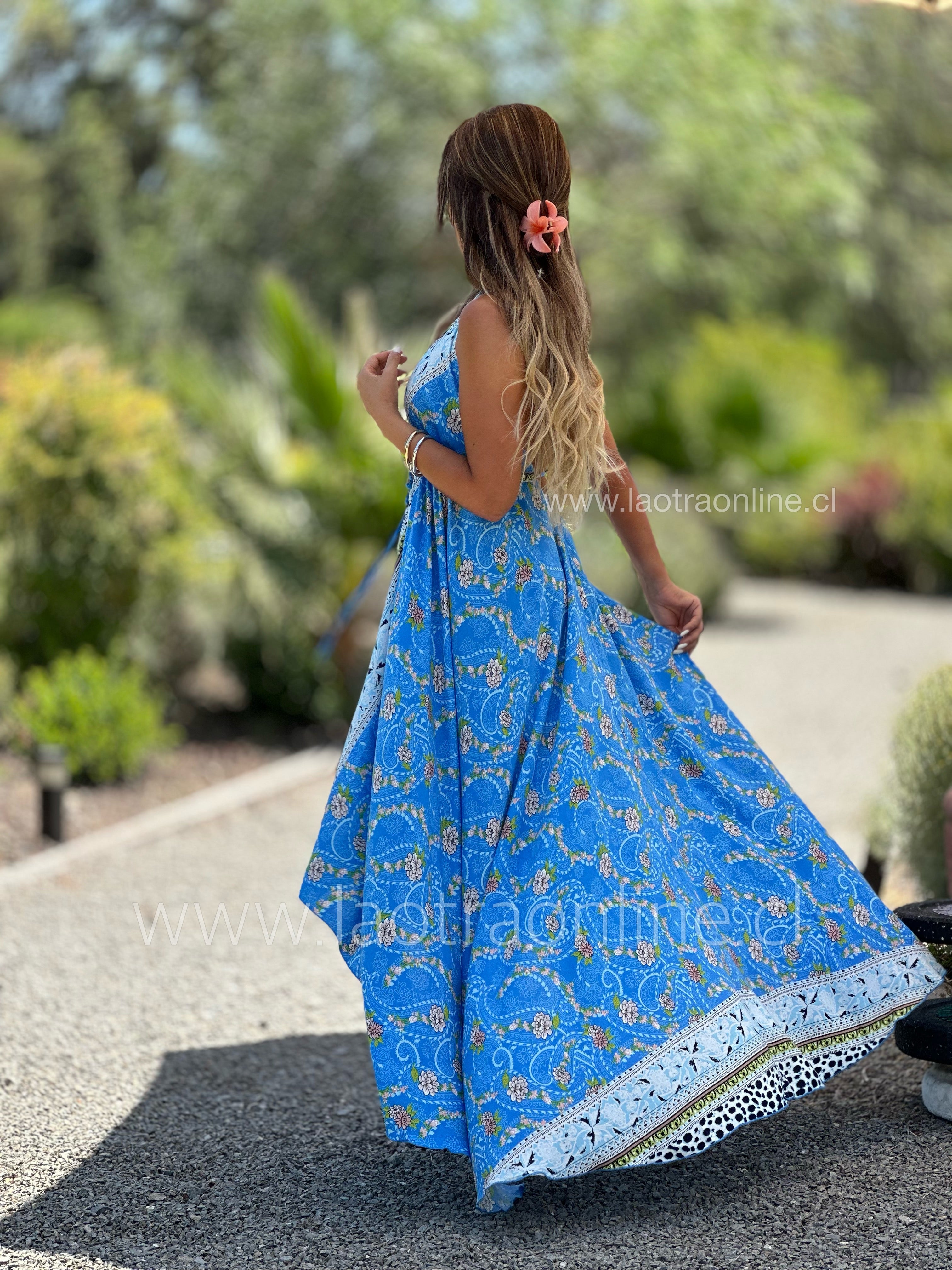 Vestido Tahití azul