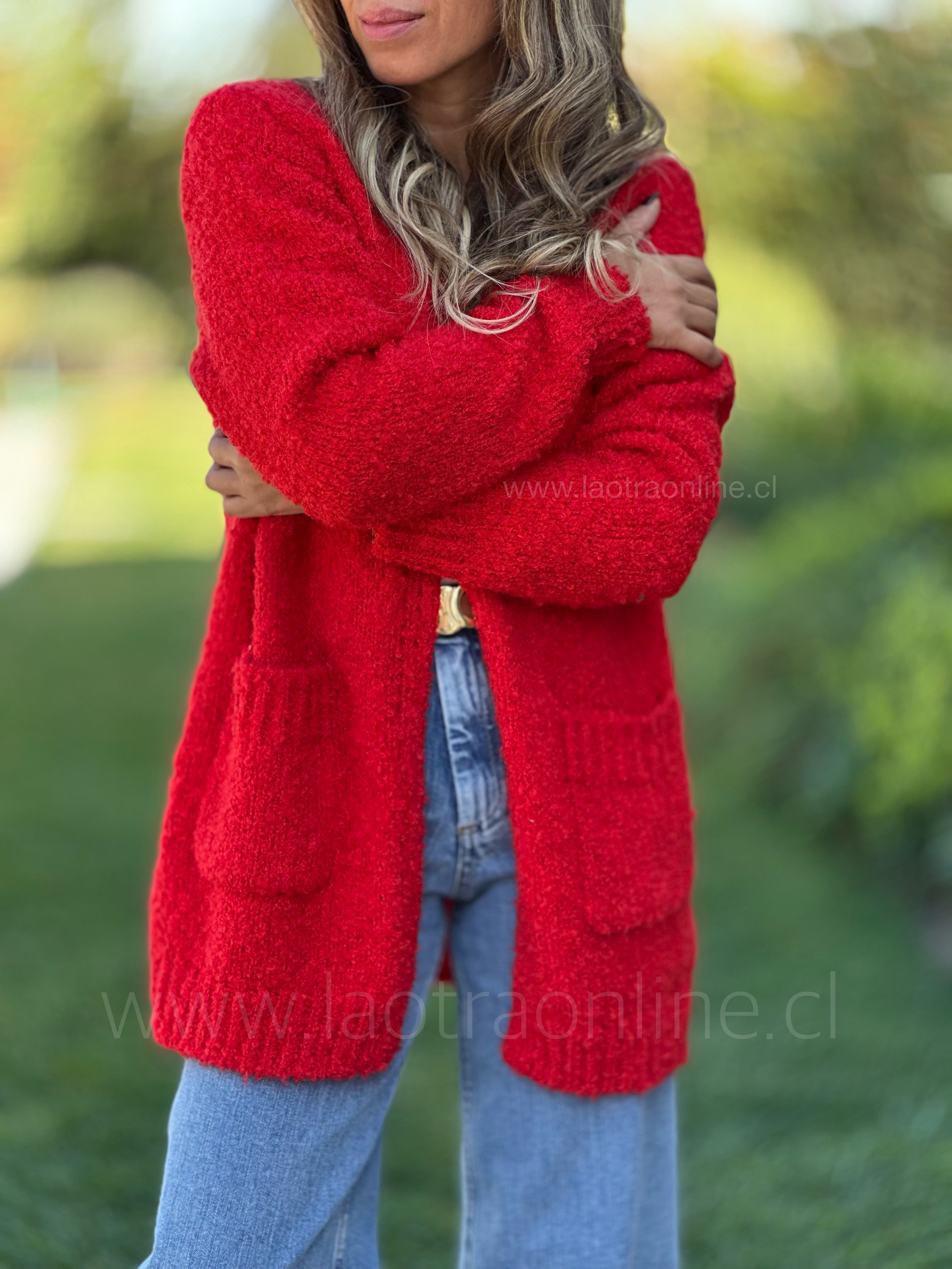 Cardigan Bouclé rojo