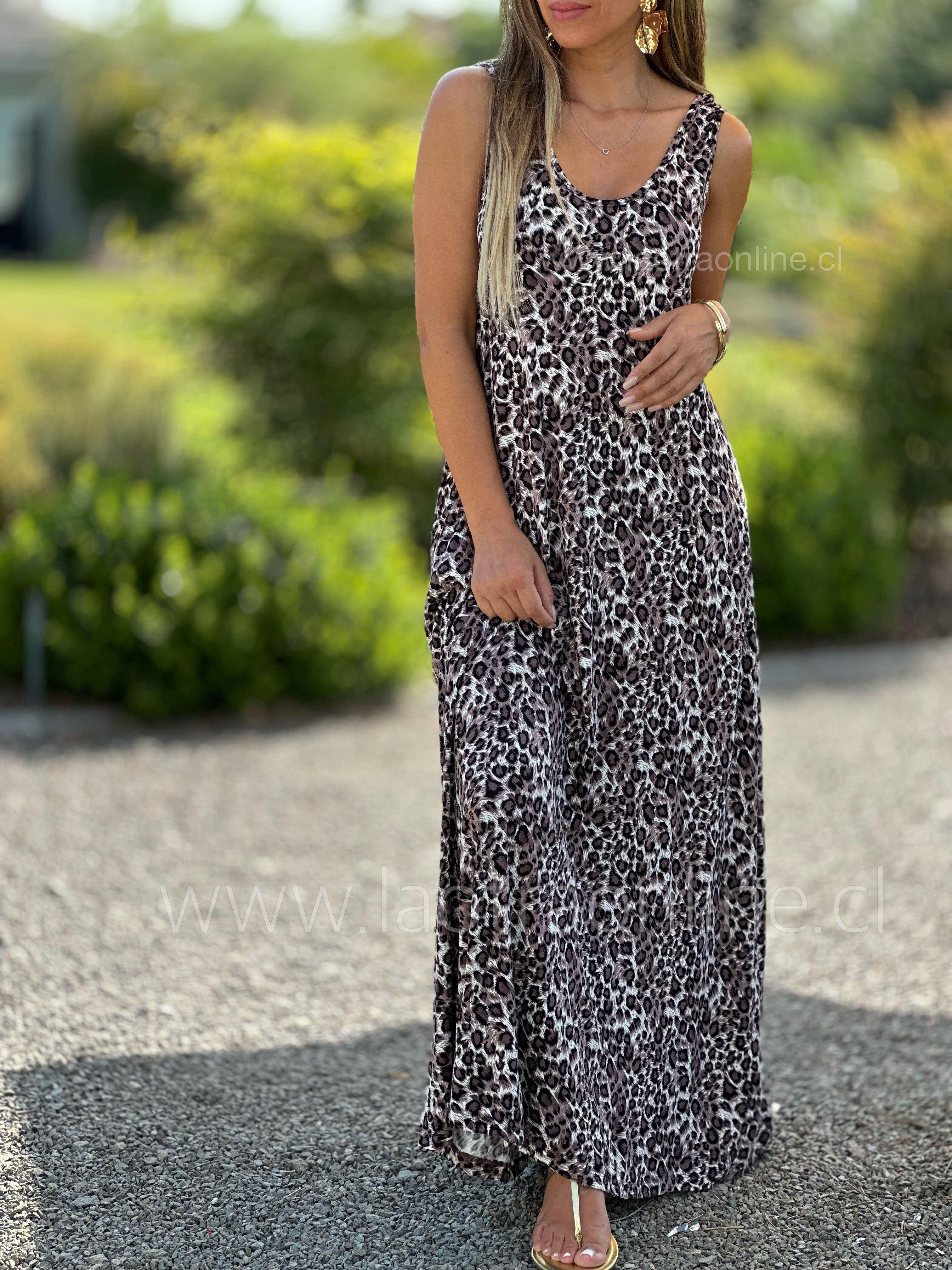 Maxi vestido print café