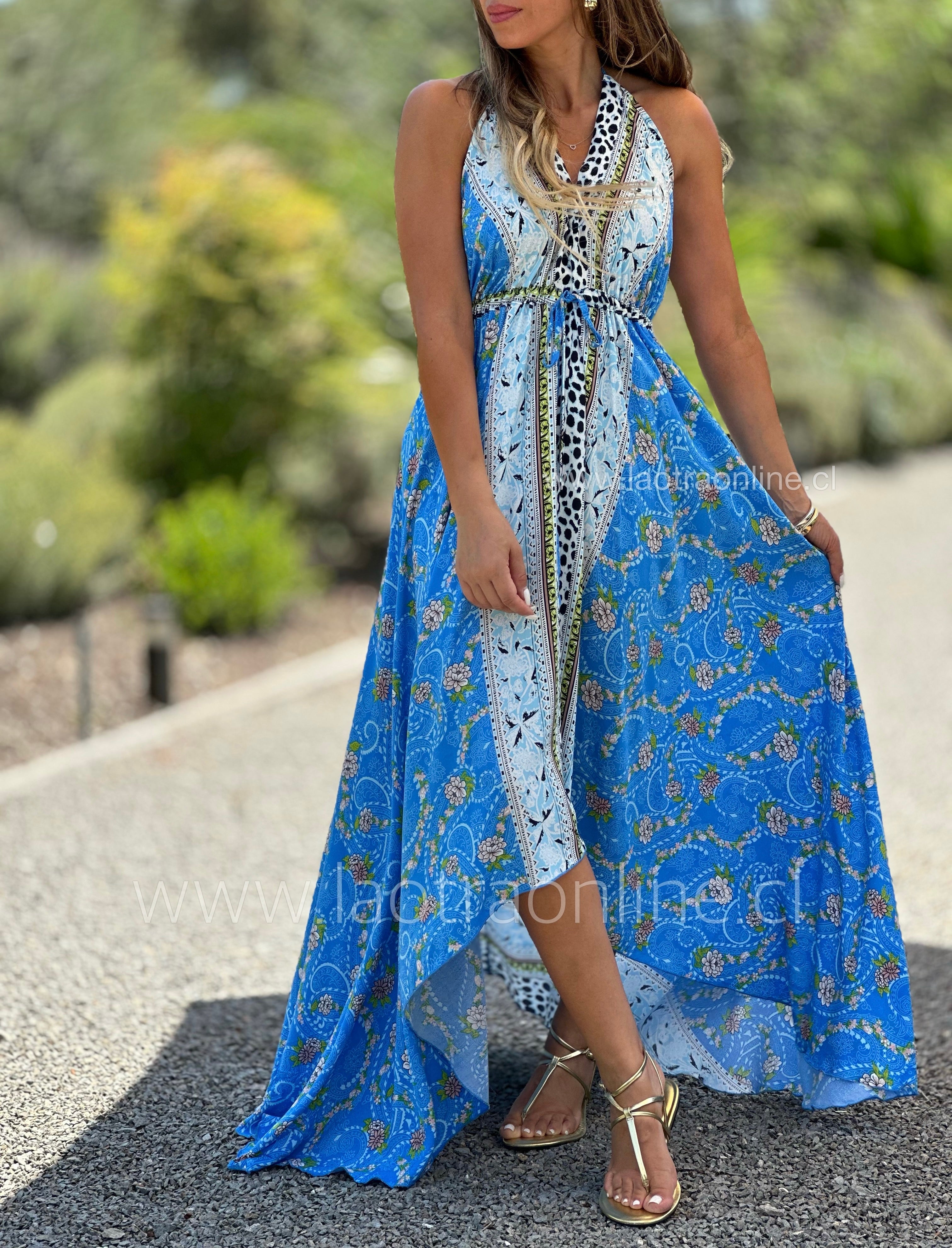 Vestido Tahití azul