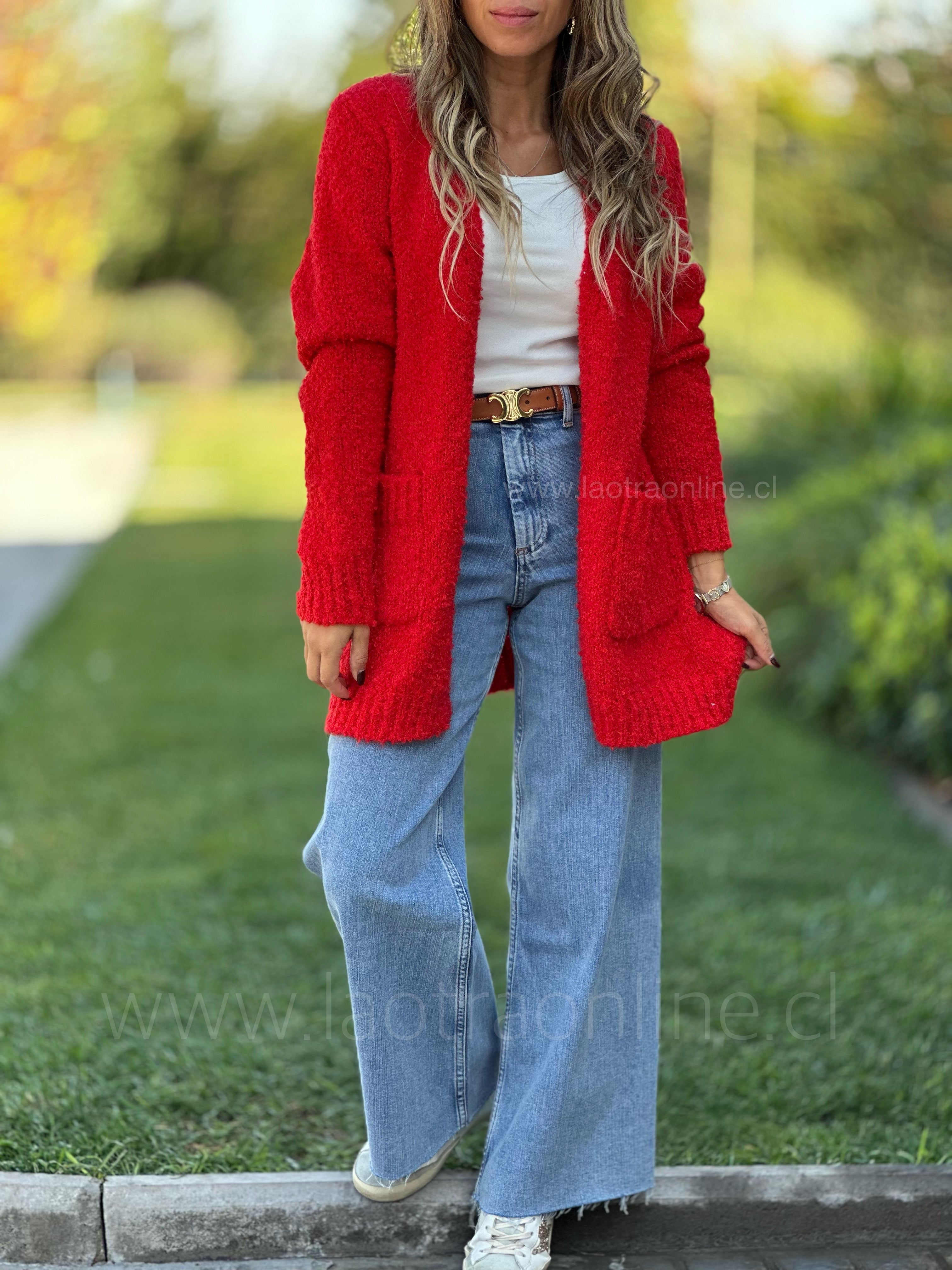 Cardigan Bouclé rojo