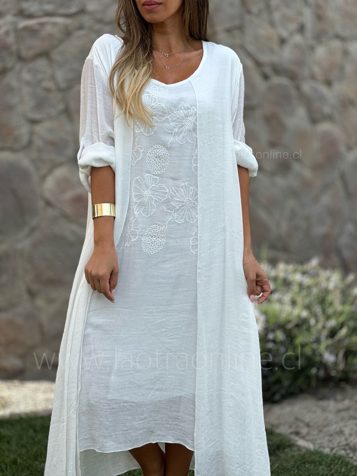 Vestido doble capa blanco