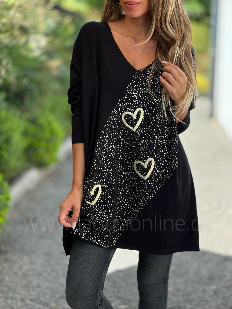 Sweater Love brillitos negro