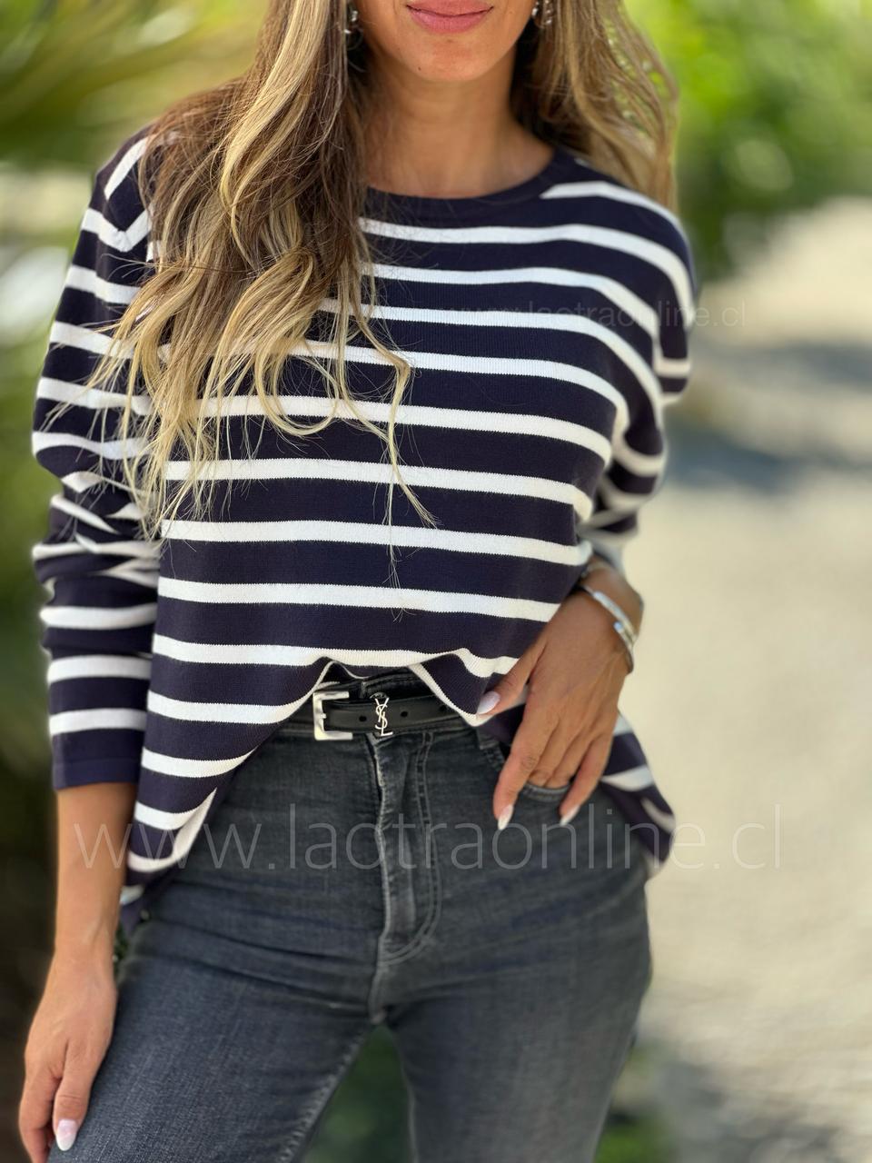 Sweater rayas azul