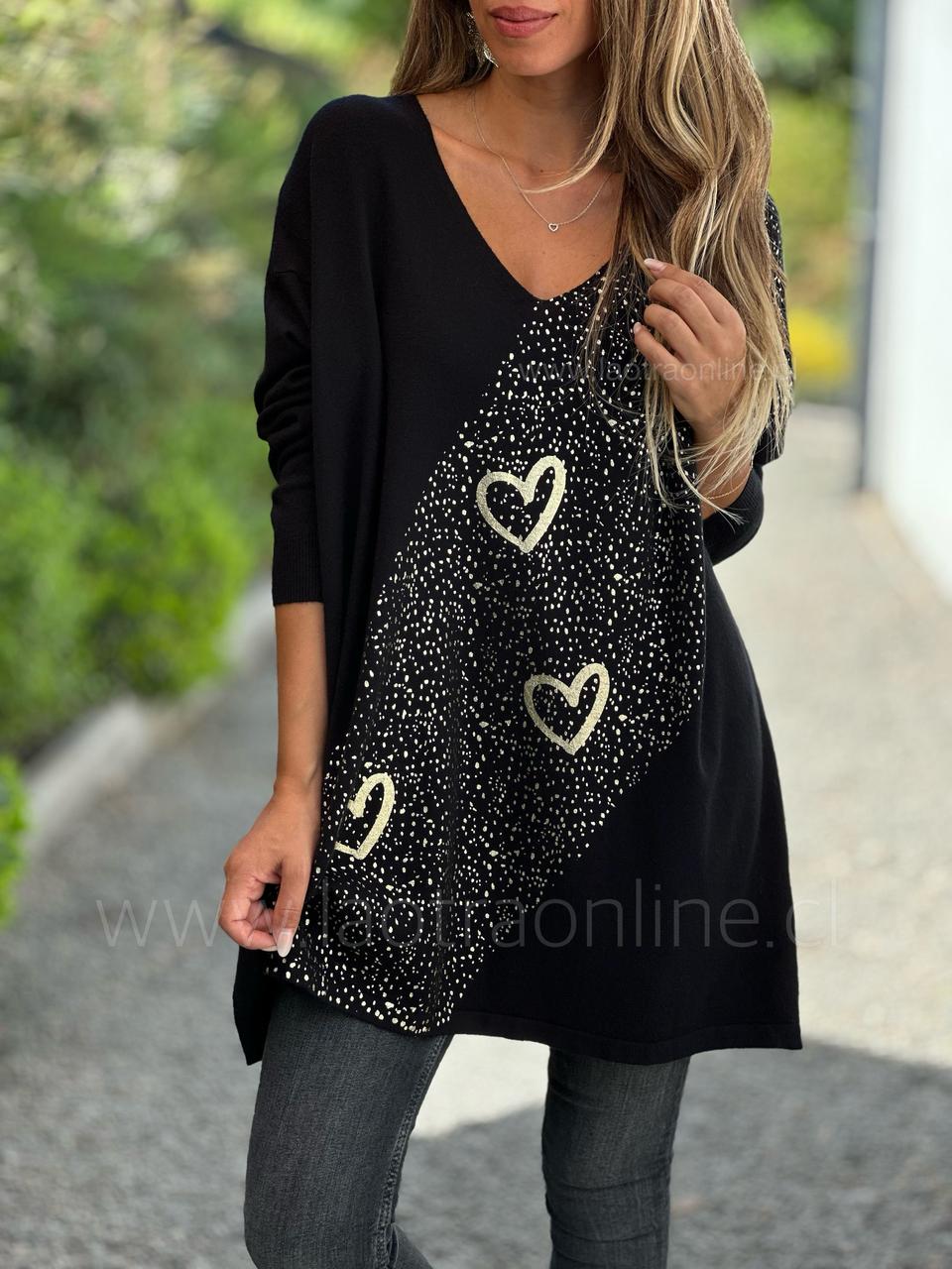Sweater Love brillitos negro