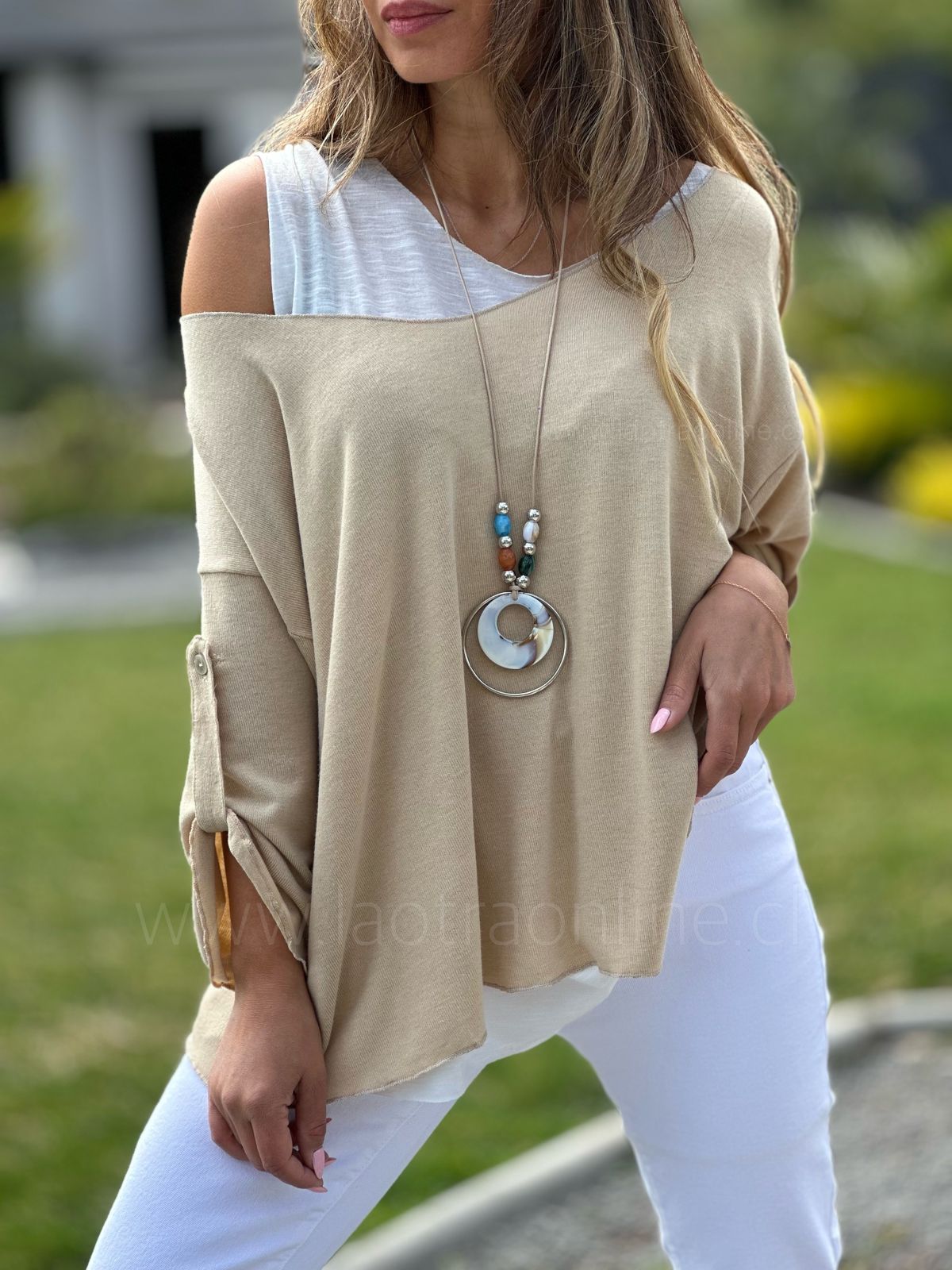 Set 2 poleras en 1 beige