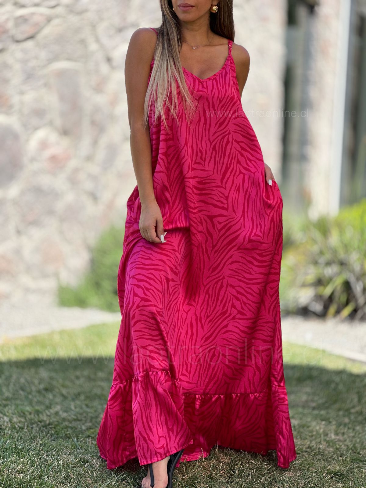 Maxi vestido Irlanda fucsia